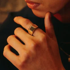 Gold Block Ring