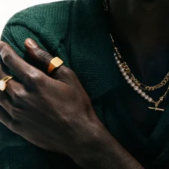 Gold Brushed Cushion Ring