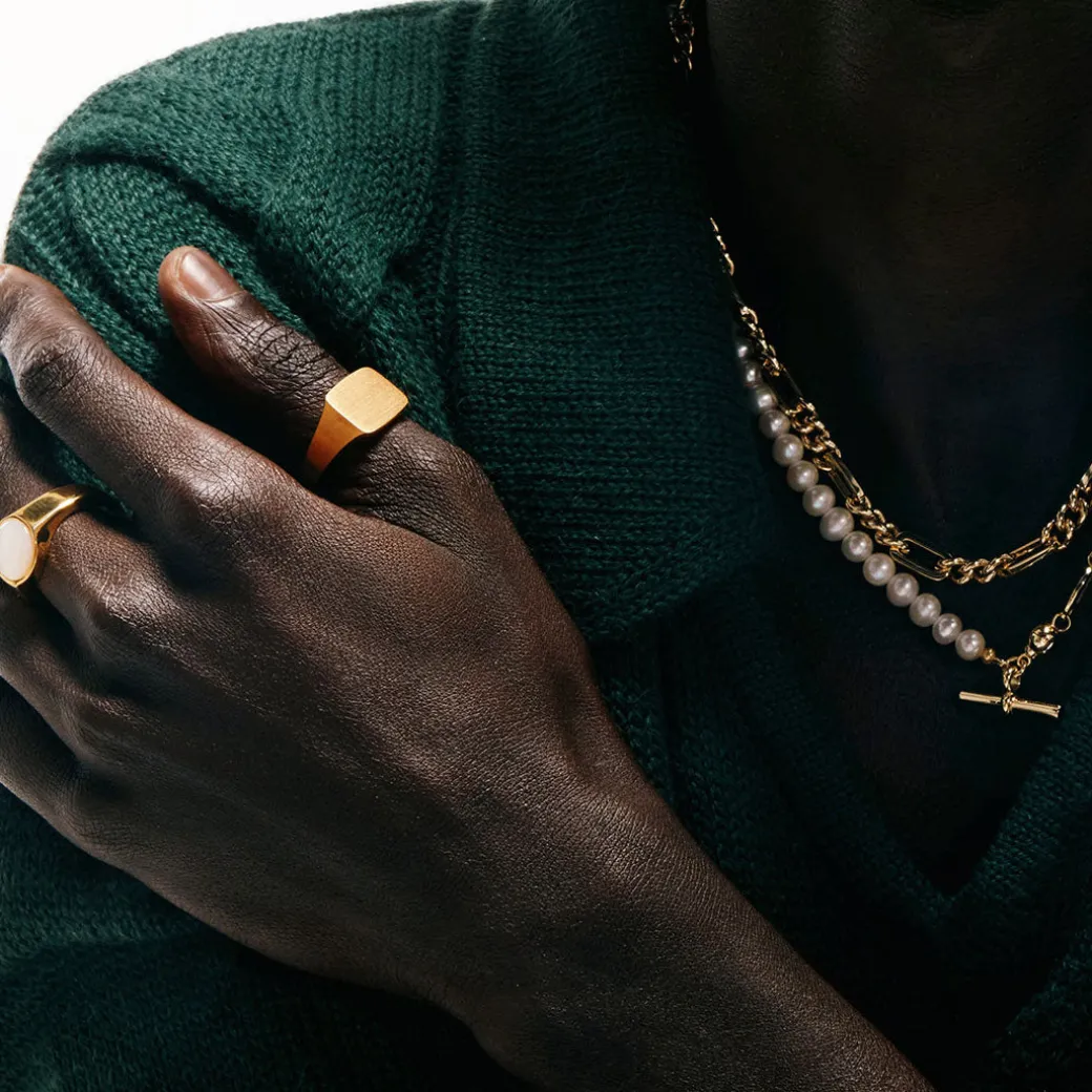 Gold Brushed Cushion Ring