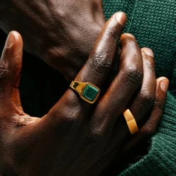 Gold Brushed Rectangle Ring
