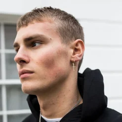 Gold Cross Earring