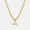 Gold Curb T-Bar Necklace