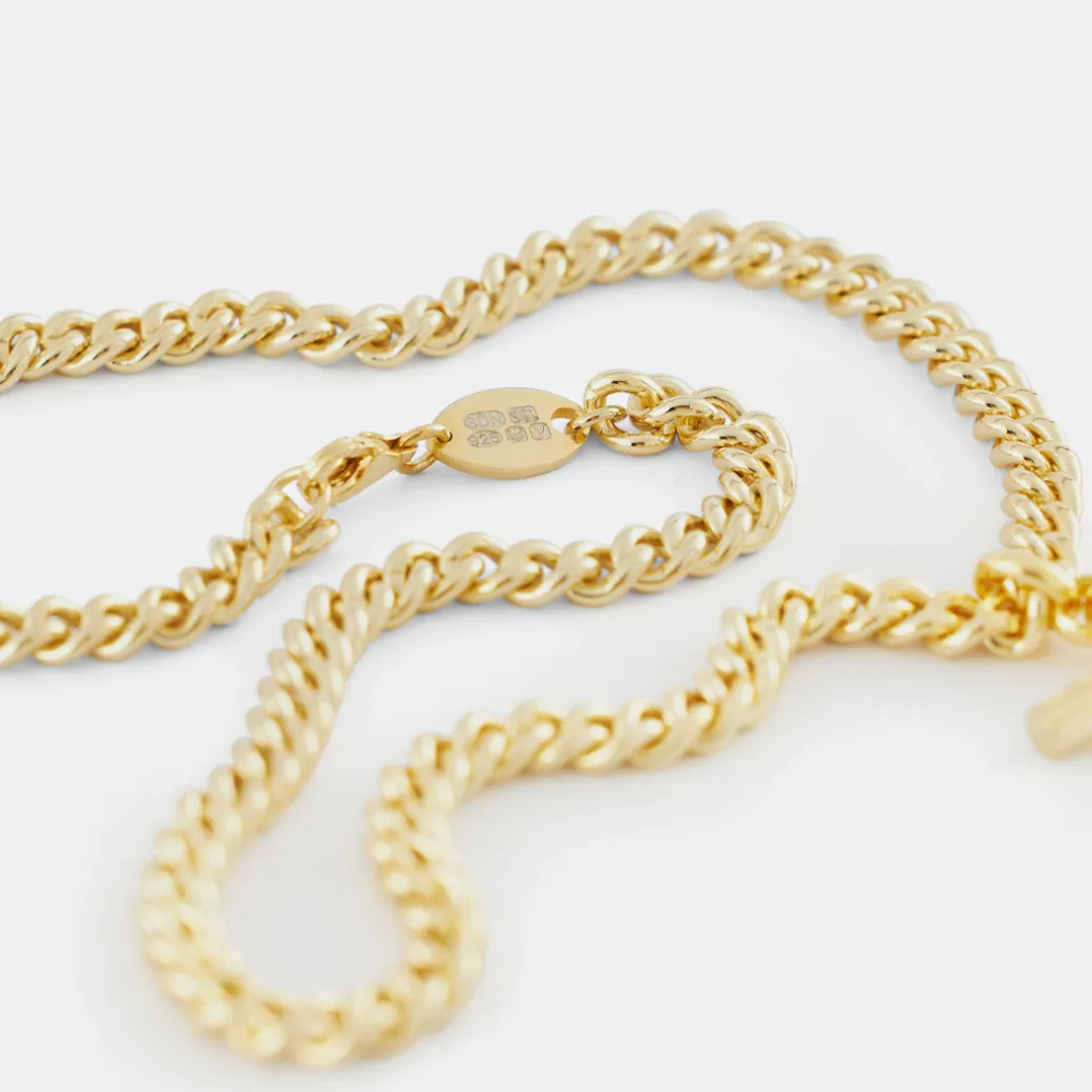 Gold Curb T-Bar Necklace