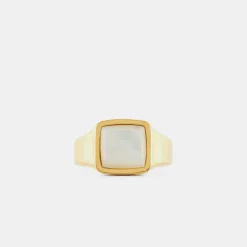 Gold Cushion Mother of Pearl Ring