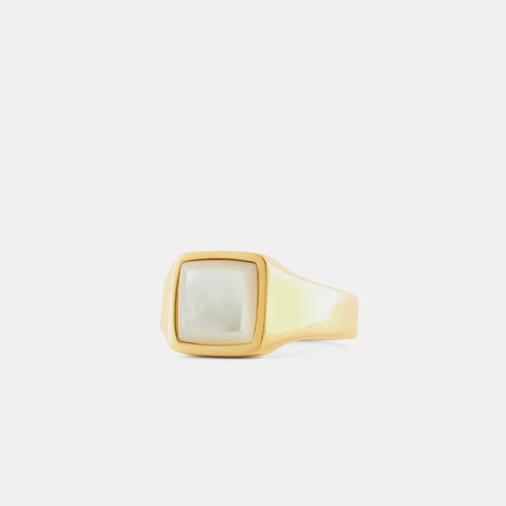 Gold Cushion Mother of Pearl Ring