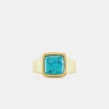 Gold Cushion Turquoise Ring