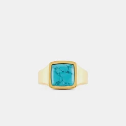 Gold Cushion Turquoise Ring