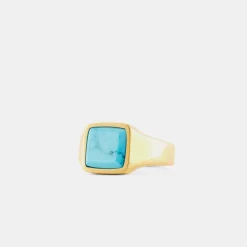 Gold Cushion Turquoise Ring