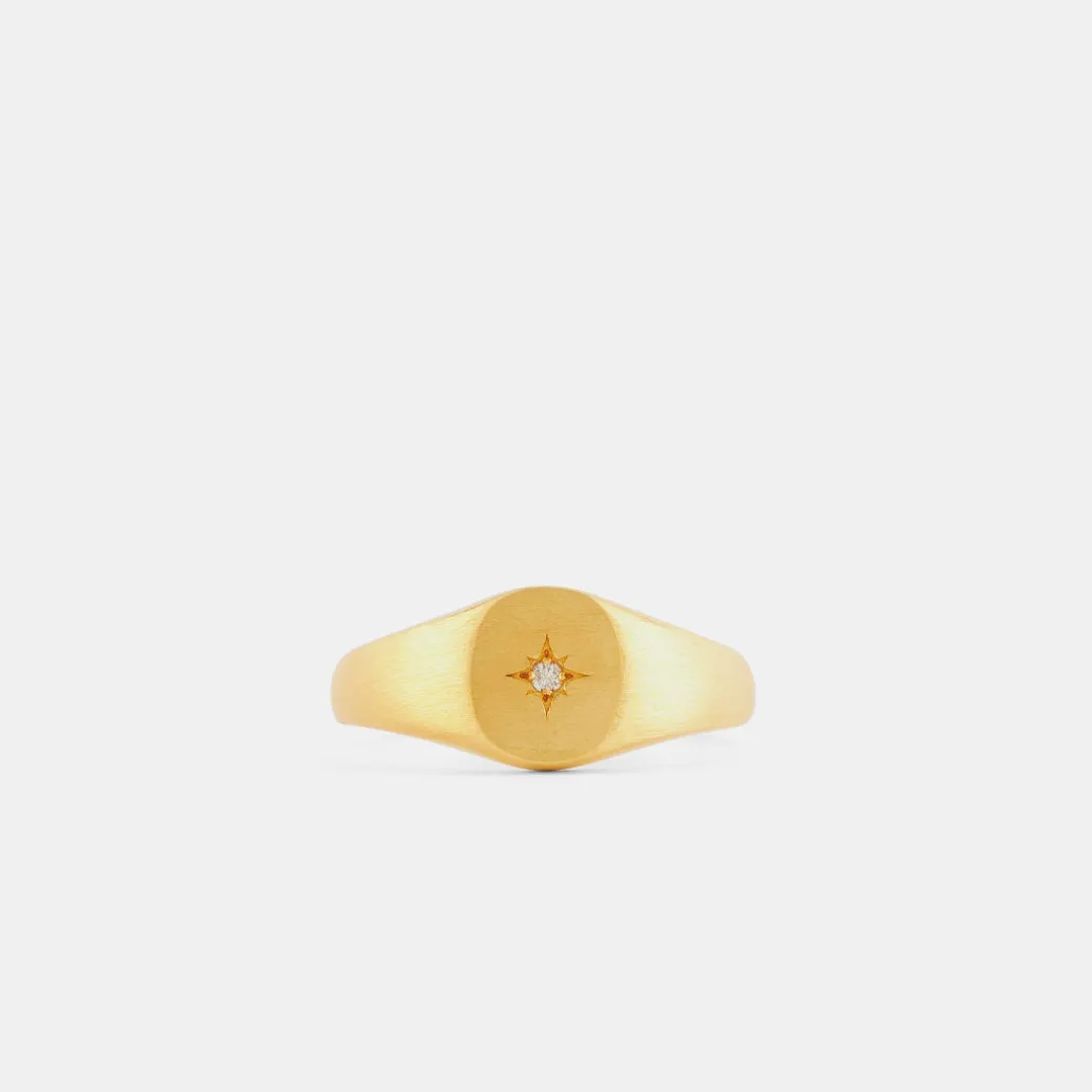 Gold Diamond Signet Ring