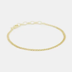 Gold Flat Cuban Chain Bracelet