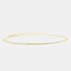 Gold Flat Cuban Chain Bracelet
