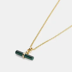 Gold Malachite T-Bar Necklace