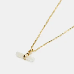 Gold Mother Of Pearl T-Bar Necklace