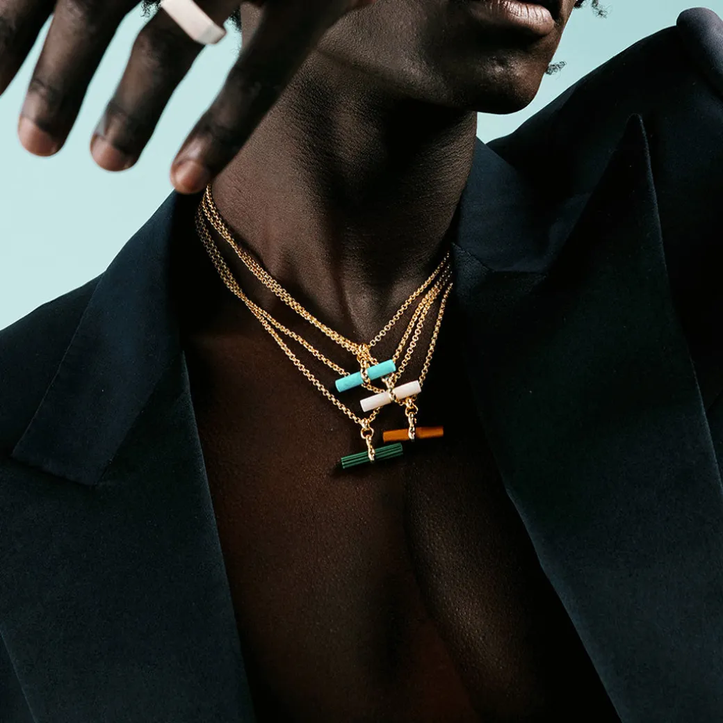 Gold Mother Of Pearl T-Bar Necklace