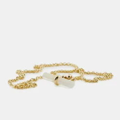 Gold Mother Of Pearl T-Bar Necklace