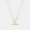 Gold Pearl T-Bar Necklace