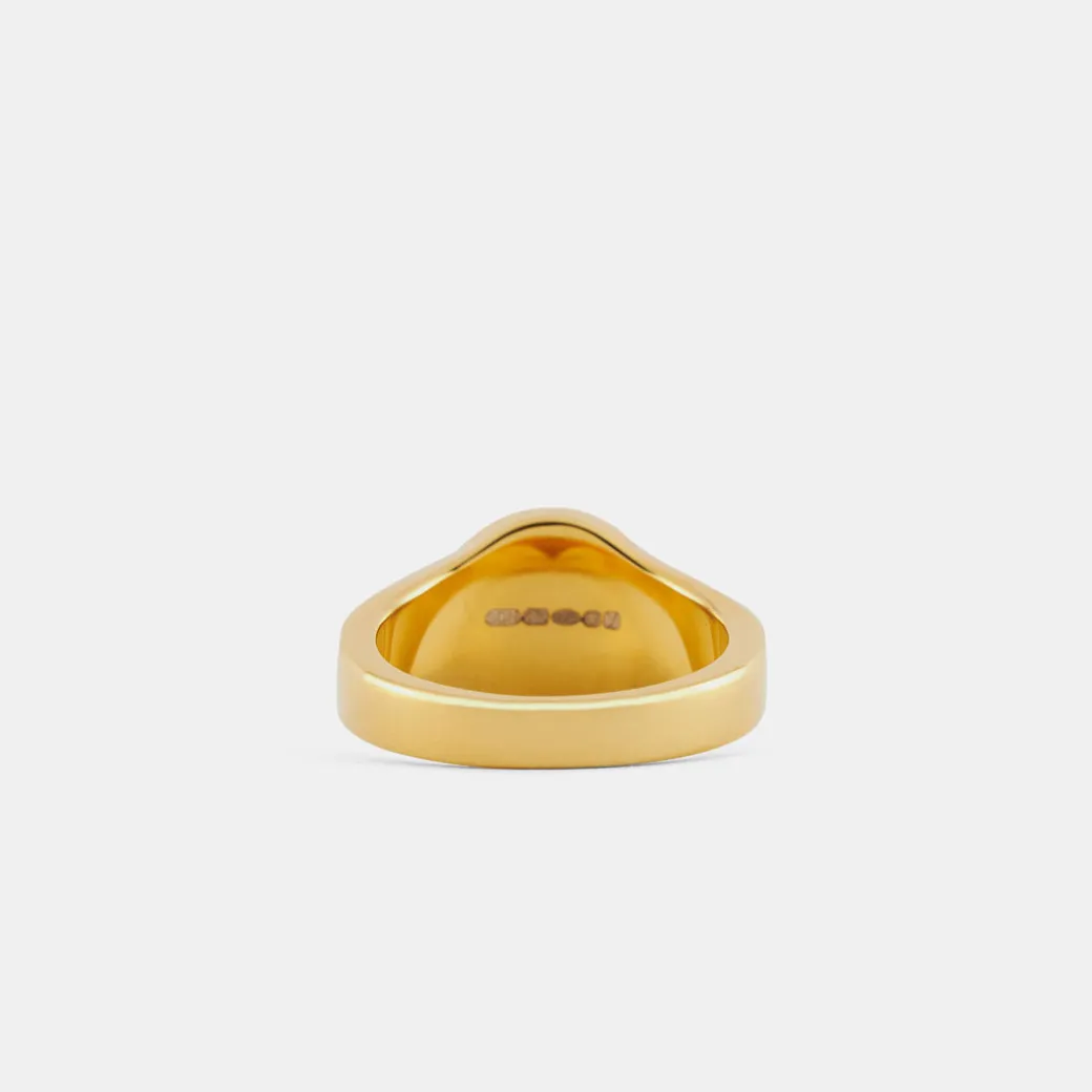 Gold Round Malachite Ring