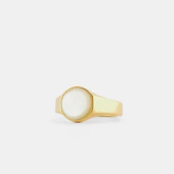 Gold Round Mother of Pearl Ring