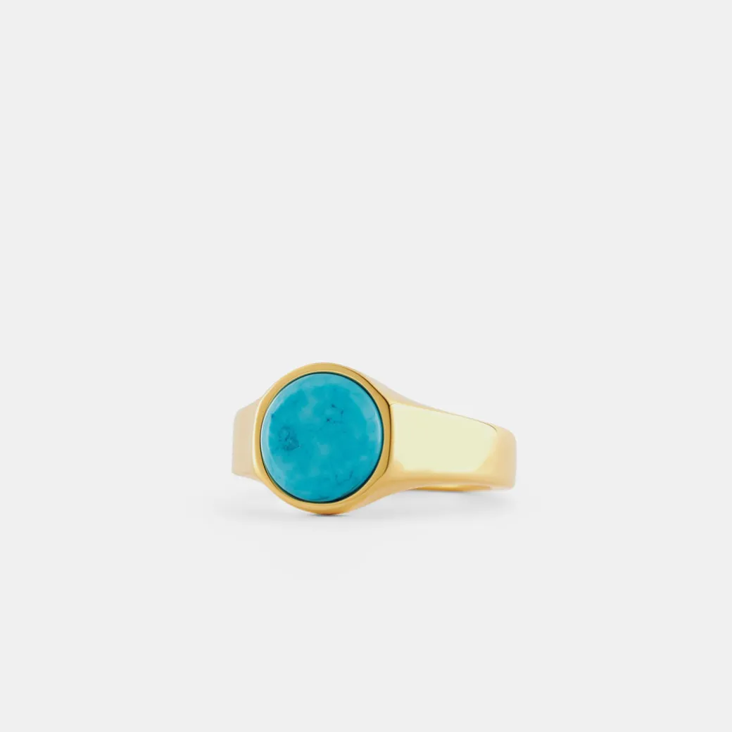 Gold Round Turquoise Ring