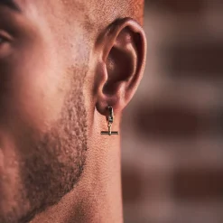 Gold T-Bar Earring