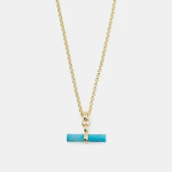 Gold Turquoise T-Bar Necklace