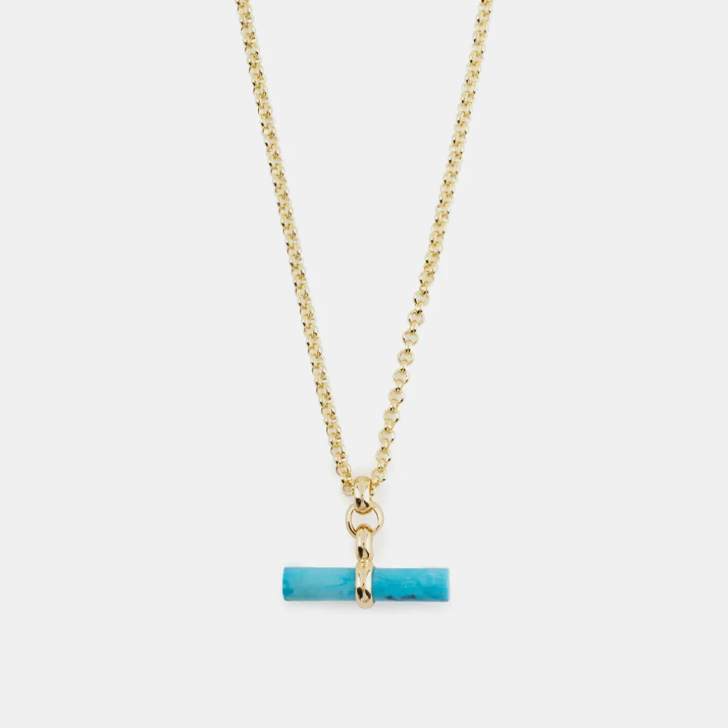 Gold Turquoise T-Bar Necklace