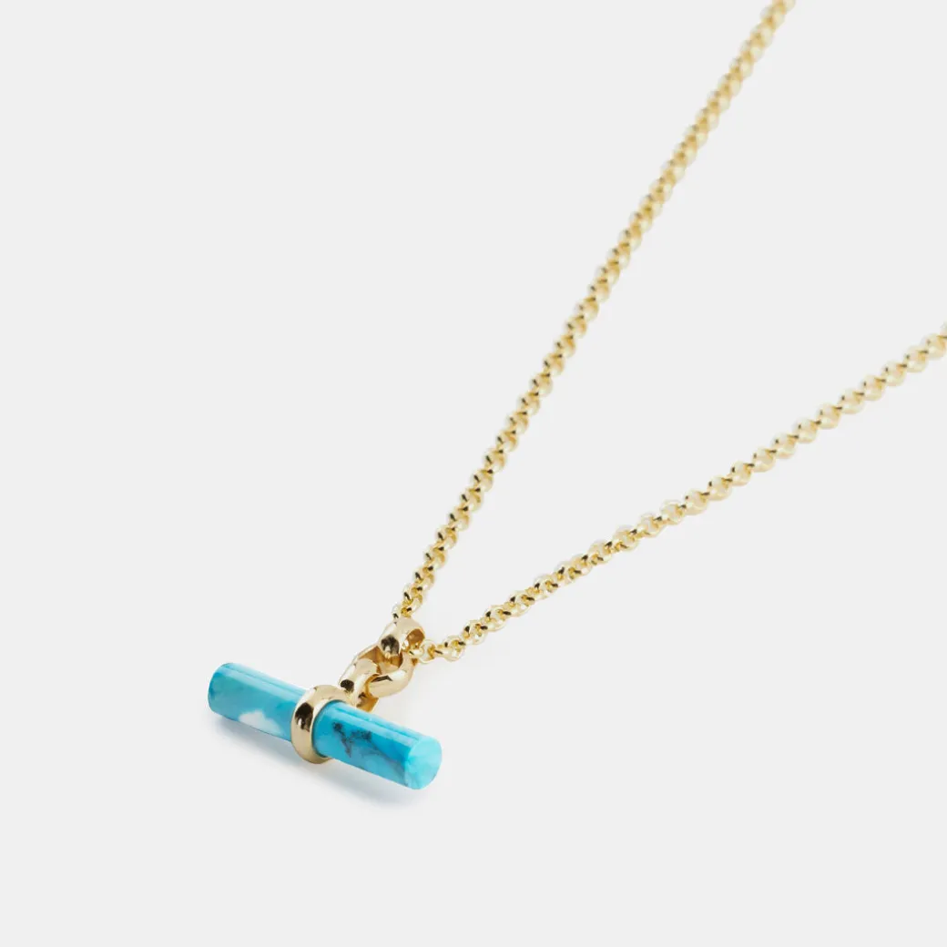 Gold Turquoise T-Bar Necklace