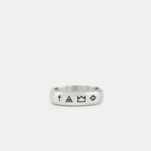 Silver 4 Symbols Ring