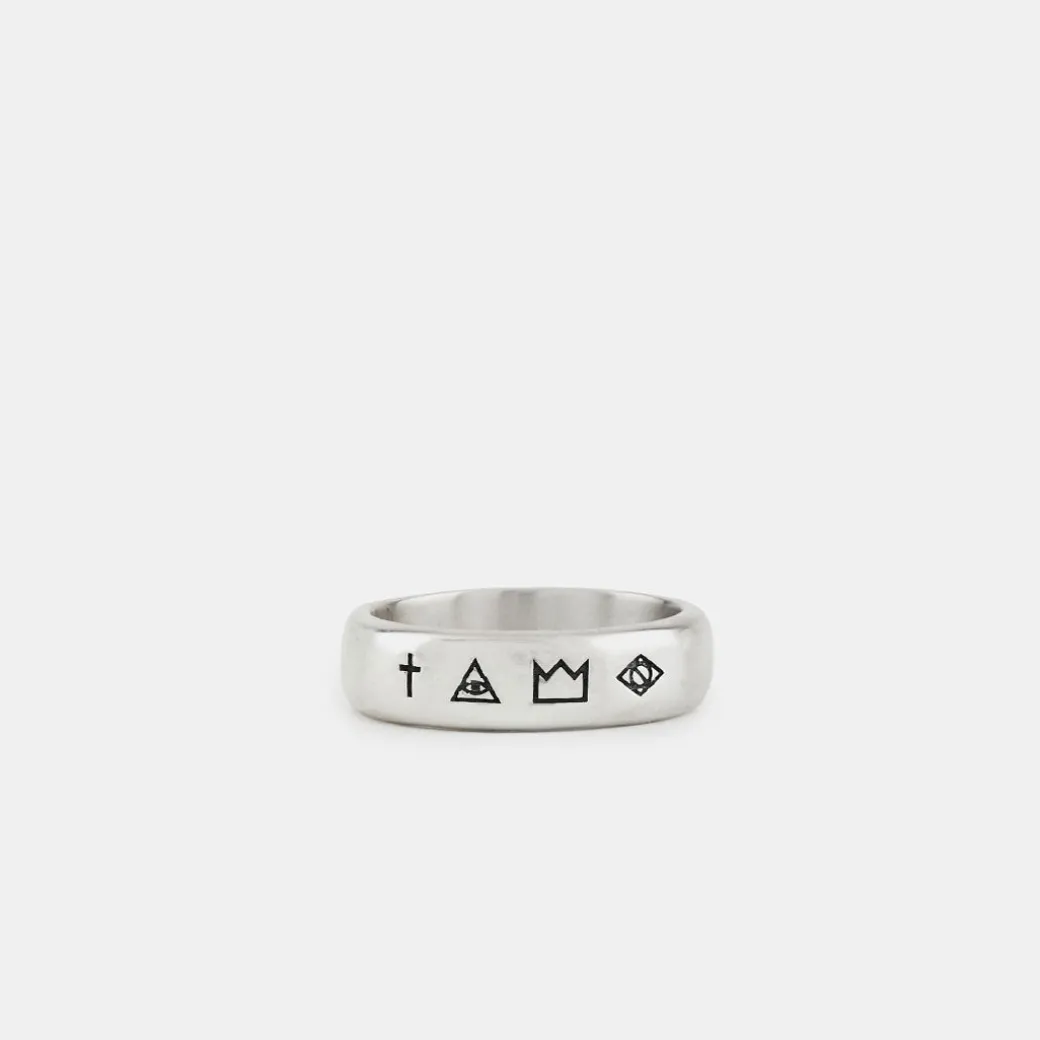 Silver 4 Symbols Ring