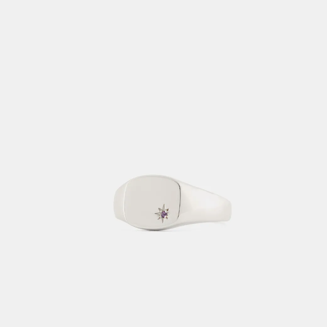 Silver Amethyst Birthstone Ring