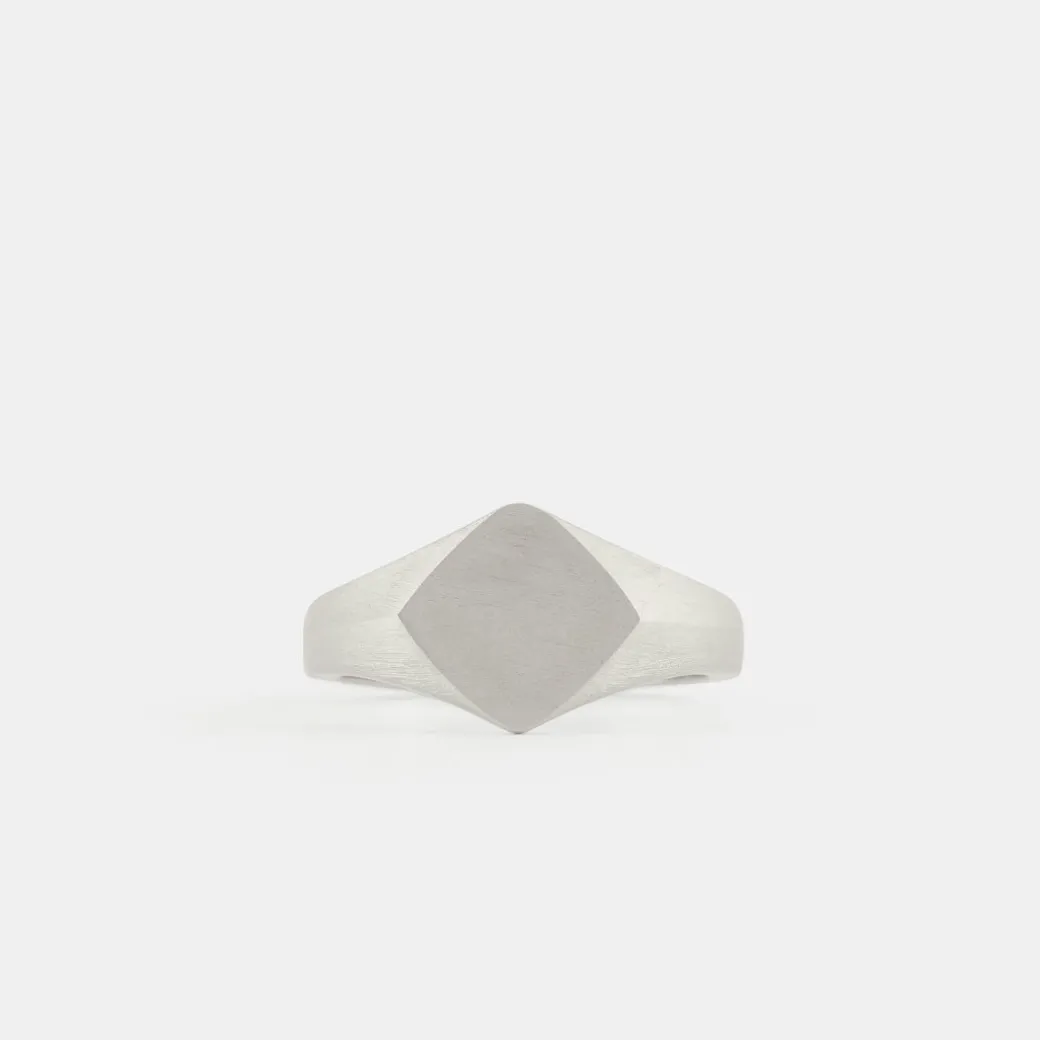 Silver Brushed Rhombus Ring