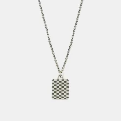 Silver Checkered Necklace