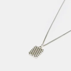 Silver Checkered Necklace