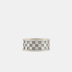 Silver Checkered Ring