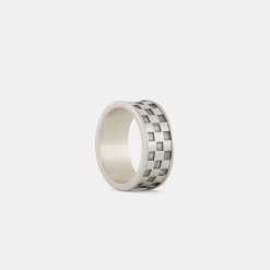 Silver Checkered Ring