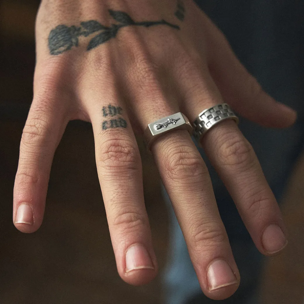 Silver Checkered Ring