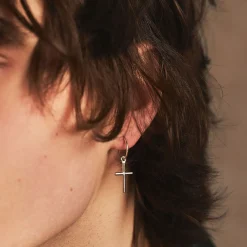 Silver Cross Earring