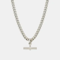 Silver Curb T-Bar Necklace