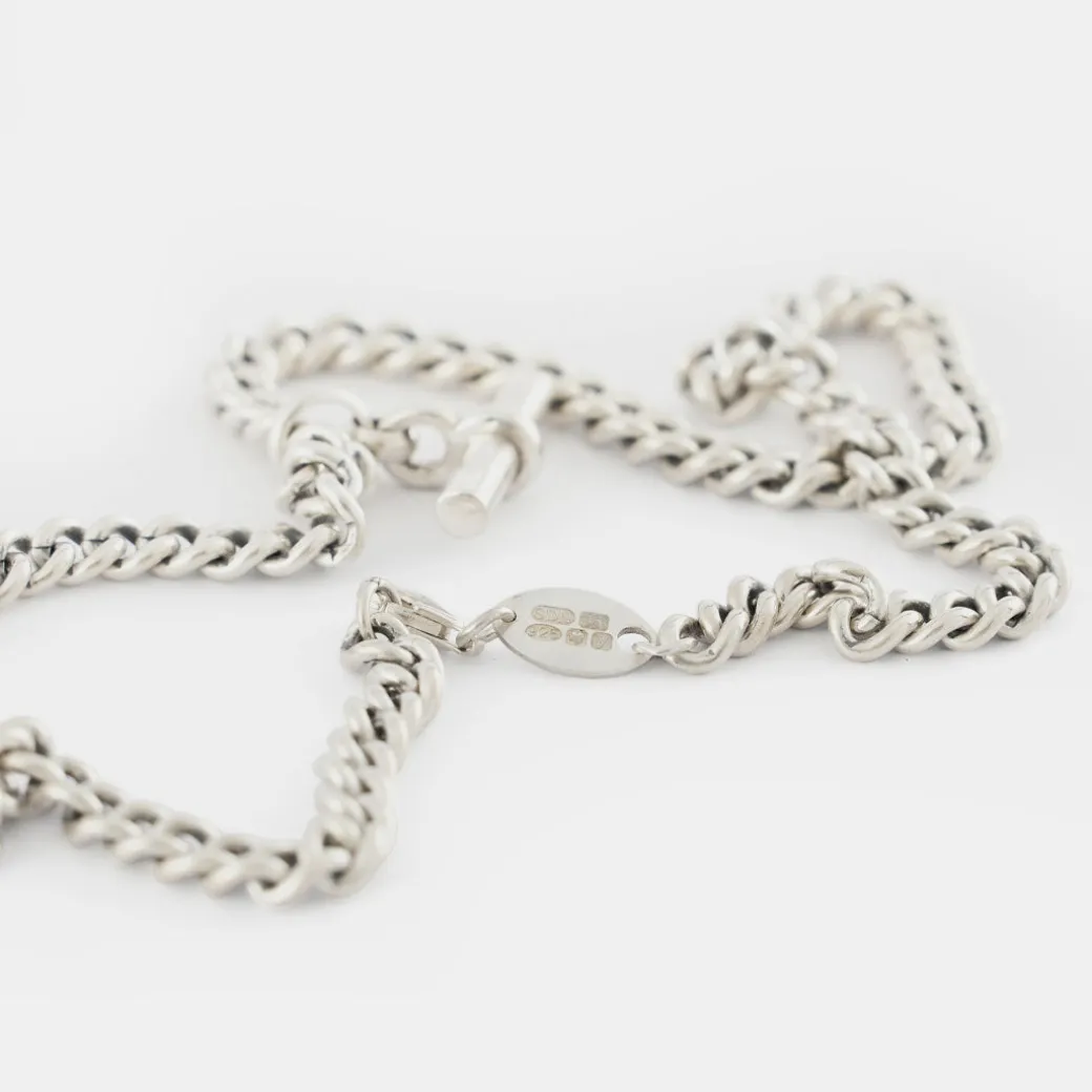 Silver Curb T-Bar Necklace