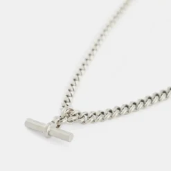 Silver Curb T-Bar Necklace