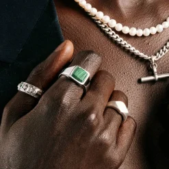 Silver Cushion Malachite Ring