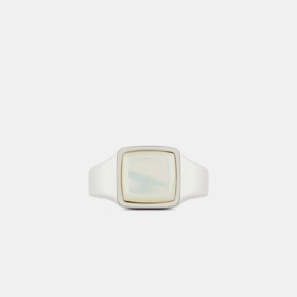 Silver Cushion Mother of Pearl Ring