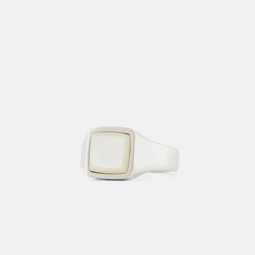 Silver Cushion Mother of Pearl Ring