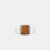 Silver Cushion Tigers Eye Ring