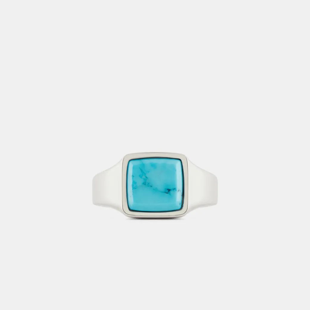 Silver Cushion Turquoise Ring