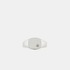 Silver Emerald Birthstone Ring
