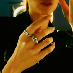 Silver Enamel Band Ring