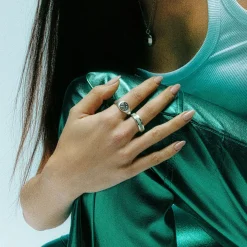 Silver Enamel Band Ring