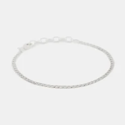 Silver Flat Cuban Chain Bracelet