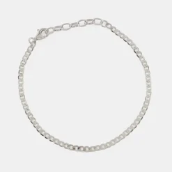 Silver Flat Cuban Chain Bracelet